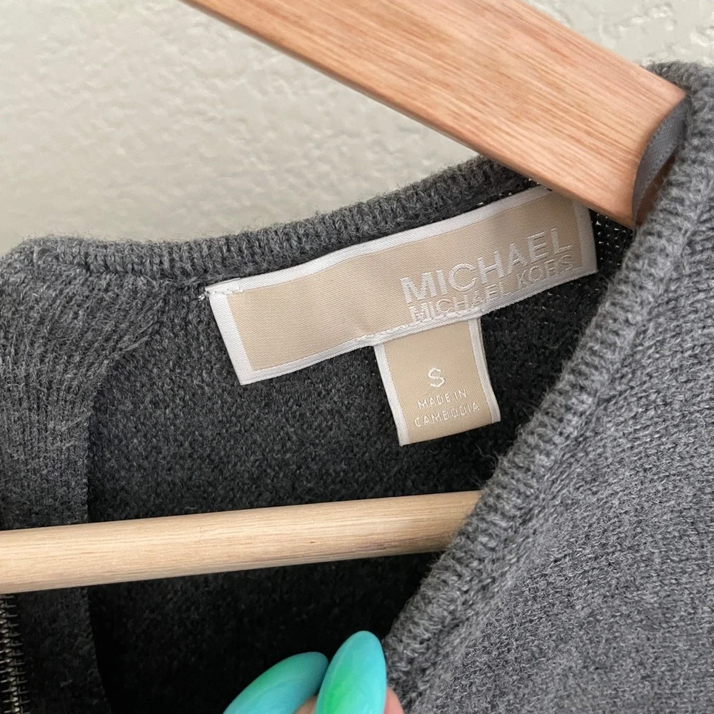Michael Kors gray crewneck  back zipper sweater size S